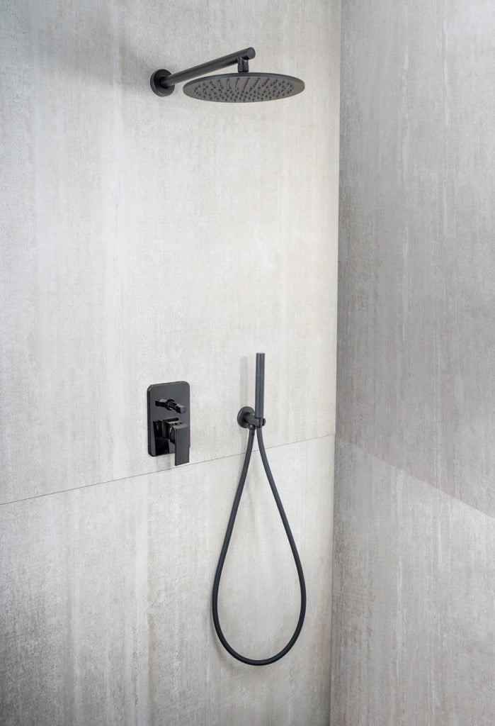 Kit completo doccia design tondo nero opaco