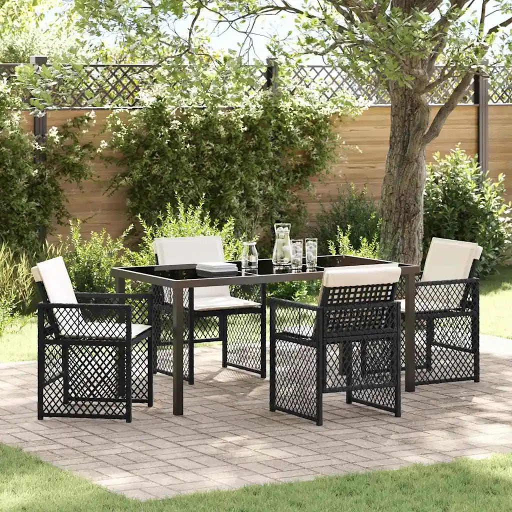 Set da Pranzo per Giardino 5 pcs Nero polyrattan 3380619