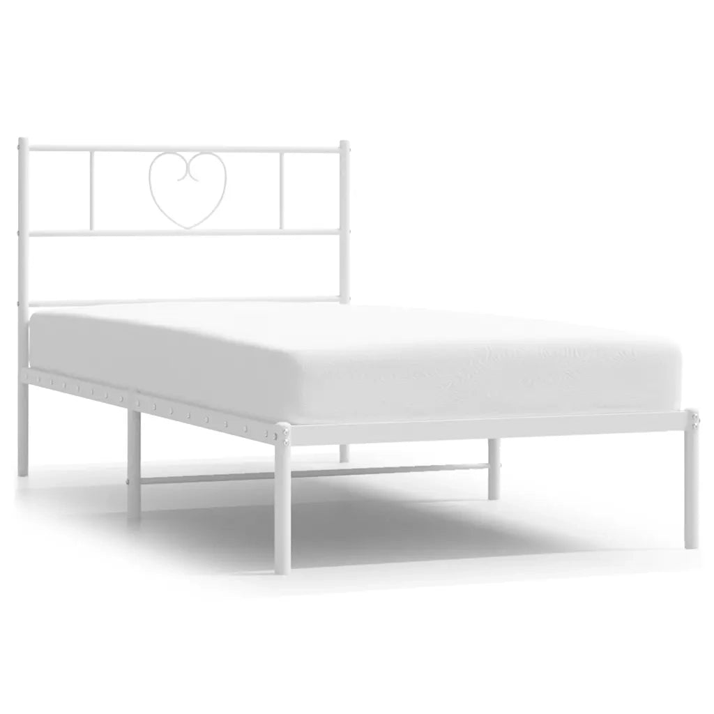 Giroletto con Testiera-Struttura Letto con testiera Metallo Bianco 107x203 cm 890774