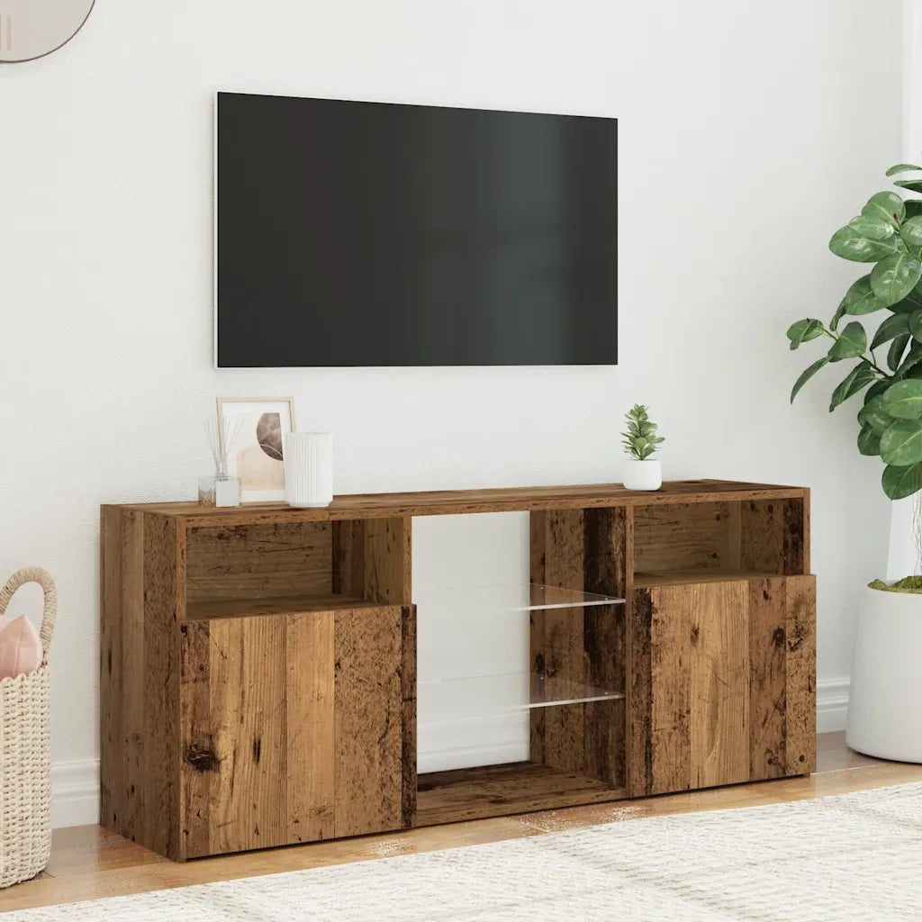 Mobile Porta TV con LED Legno Antico 120x30x50 cm Multistrato 856351