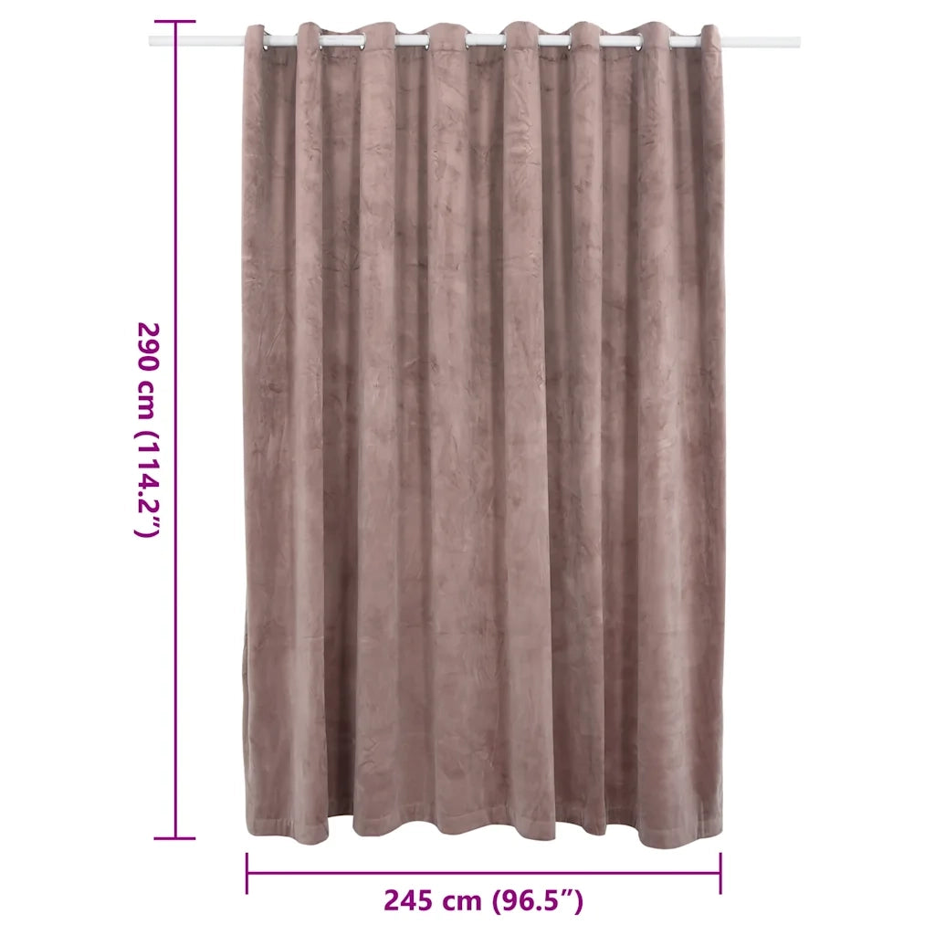 Tenda Oscurante Anelli in Metallo Velluto Rosa Antico 290x245cm 134523