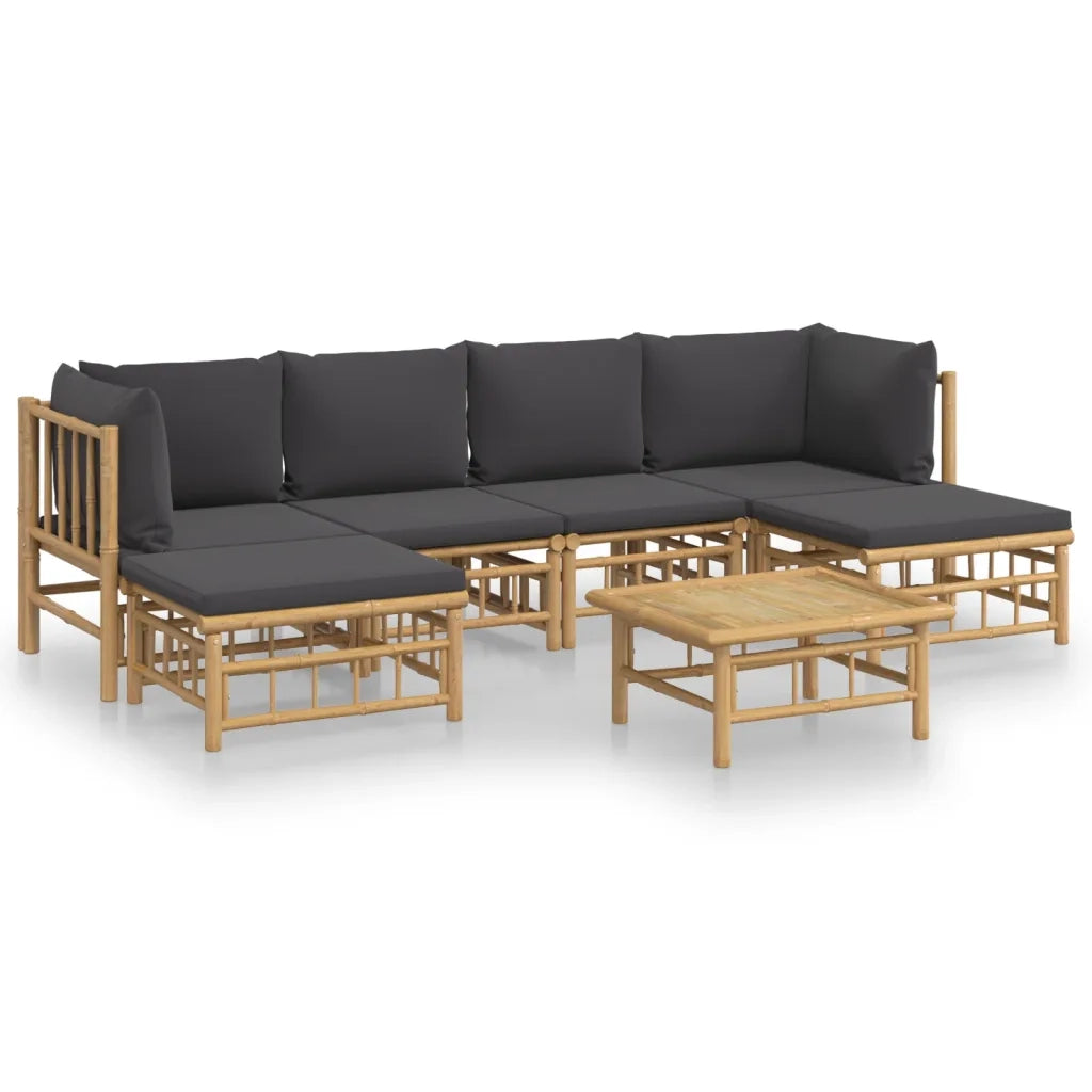 Set Salotto da Giardino 7pz con Cuscini Grigio Scuro BambÃ¹