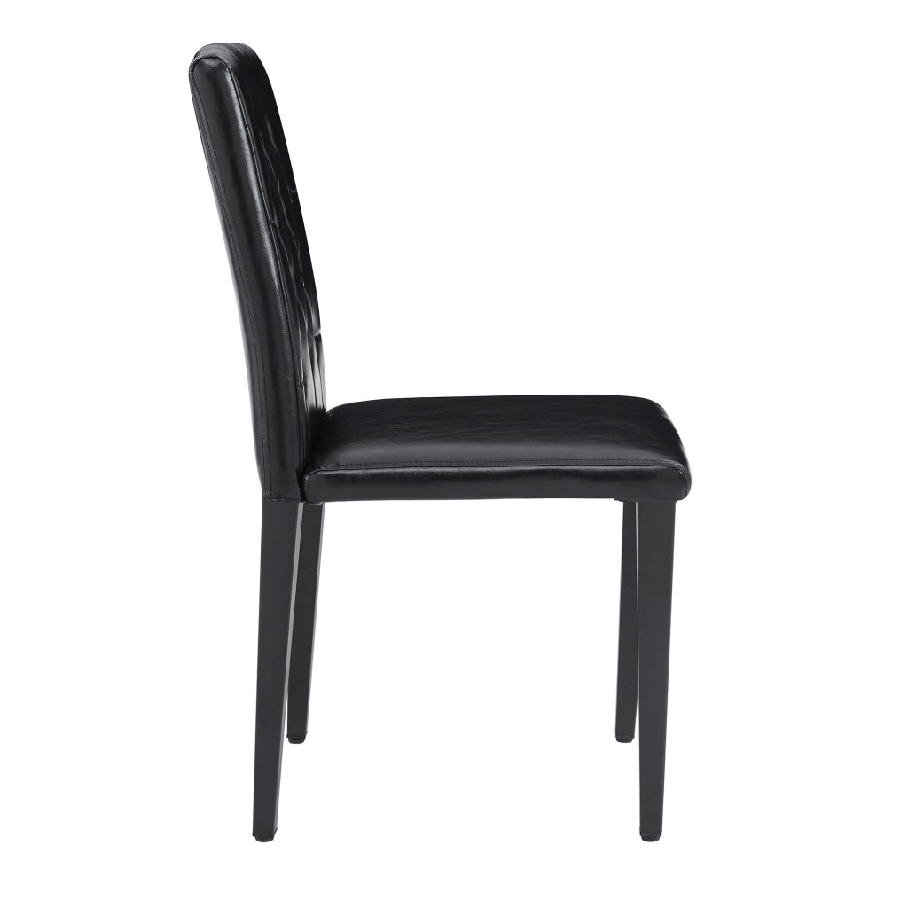 Sedia da pranzo 4 Pezzi con schienale trapuntato e piedini antiscivolo in PU Nero