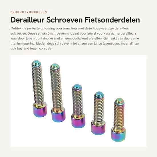 Derailleur Schroefflessen Set - 5 Pezzi - M4 3 Pezzi 13,5mm/2 Pezzi 20mm - Acciaio Inossidabile - Duraturo - Installazione Facile - Viti di Montaggio per Bicicletta