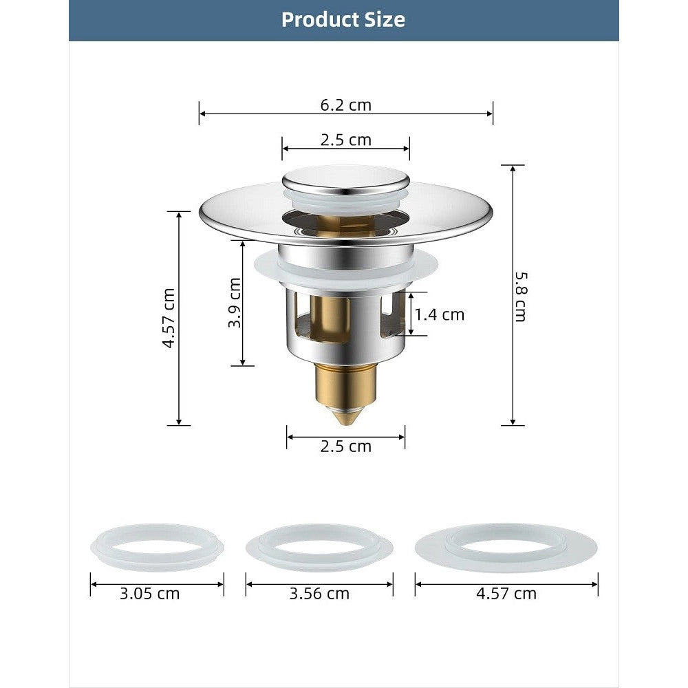 Trade Shop - Tappo Pop Up Per Piletta Lavandino Bidet Lavabo Bagno Filtro Valvola Click Clack -
