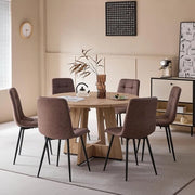 Set di Cucina a Tondo con 6 Sedili - Tavolo da Cucina e Poltrone in Pelle di Finto Pelle