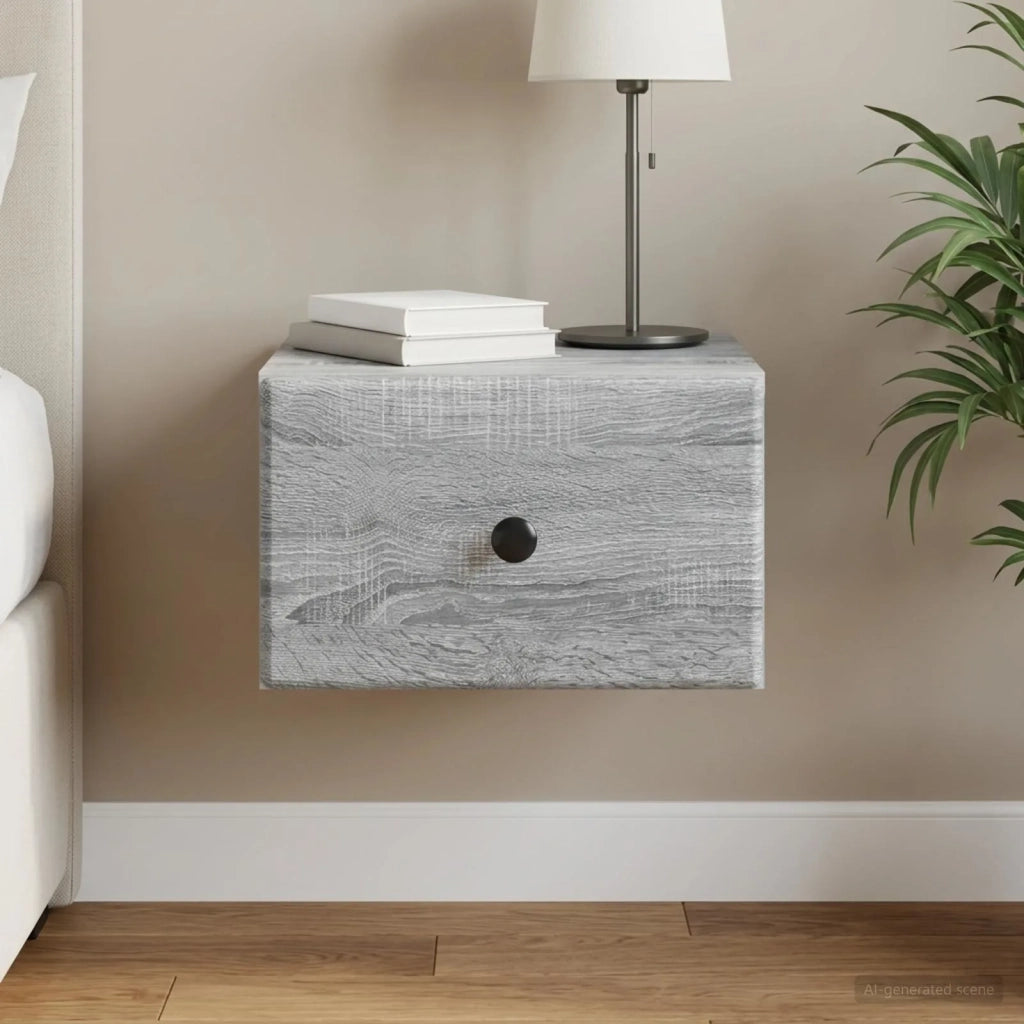 Mobiletto da notte a muro Grigio Sonoma 34,5 x 33 x 20 cm 899117