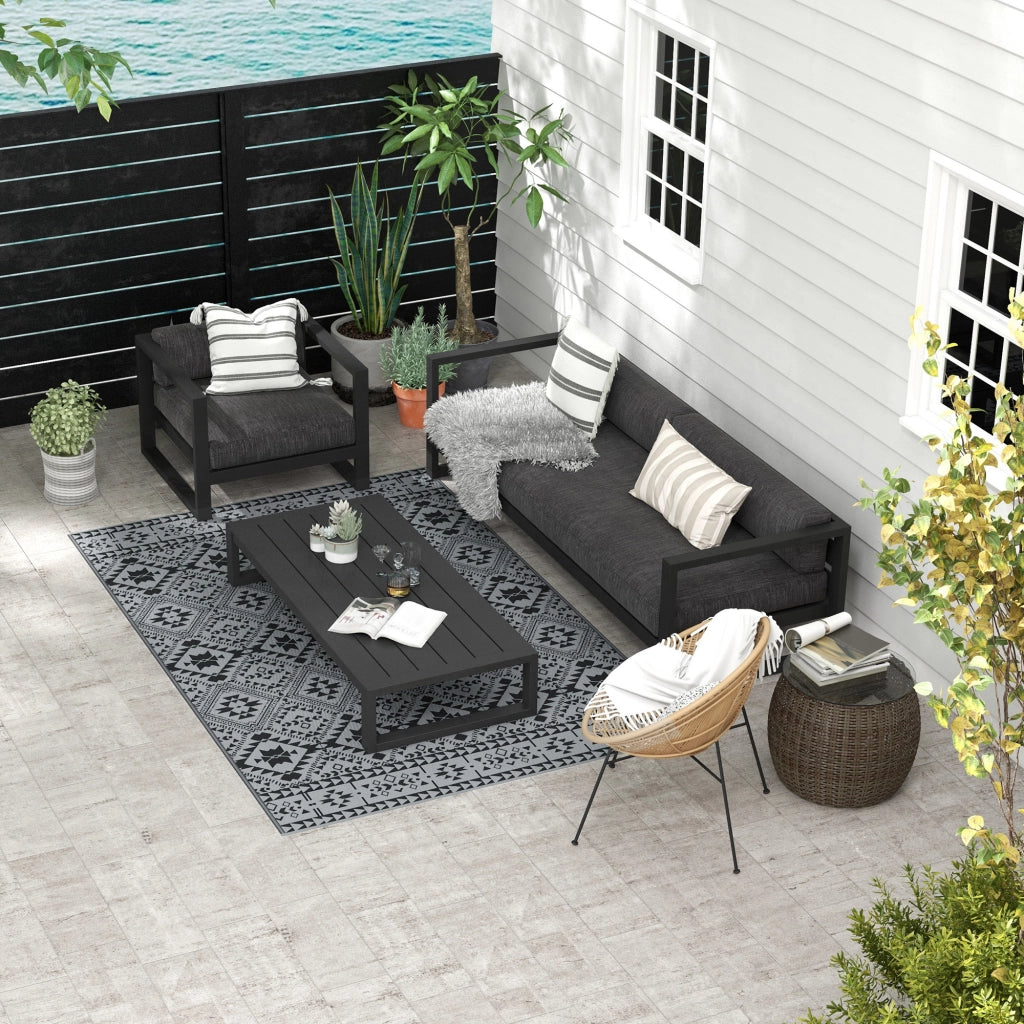 Tappeto da Esterno Reversibile ¨C zephmum ¨C 182x274cm, Nero/Grigio