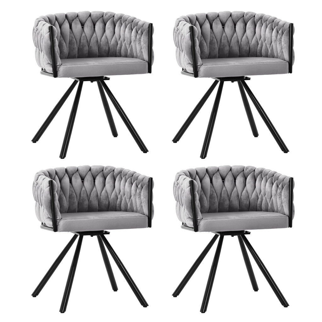 SEDIA Girevole 360° in Velluto Grigio Set da 4 pezzi
