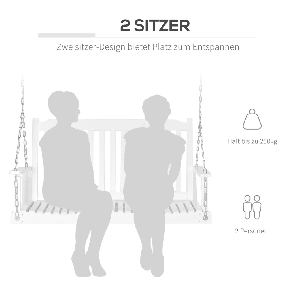 Altalena da giardino per 2 persone ¨C zephmum ¨C bianco massello 117x69x60 cm