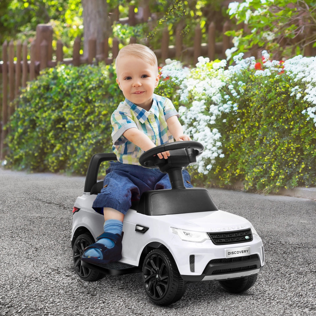 Macchina per Bambini con Licenza Land Rover 6V, Funzionamento Elettrico e a Spinta, Velocit¨¤ 3km/h, Bianco