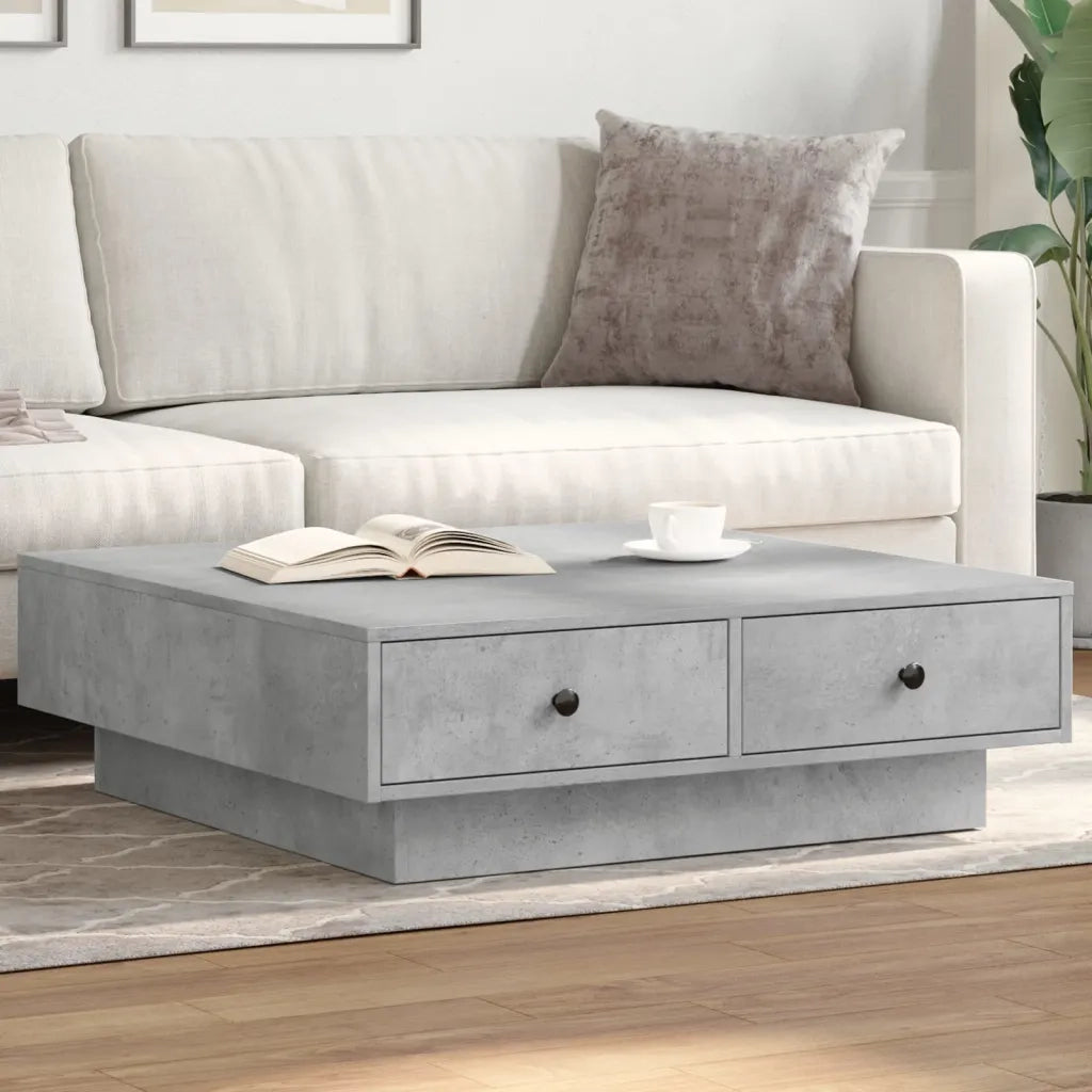 vidaXL Tavolino da Salotto Grigio Cemento 90x90x28cm Legno Multistrato