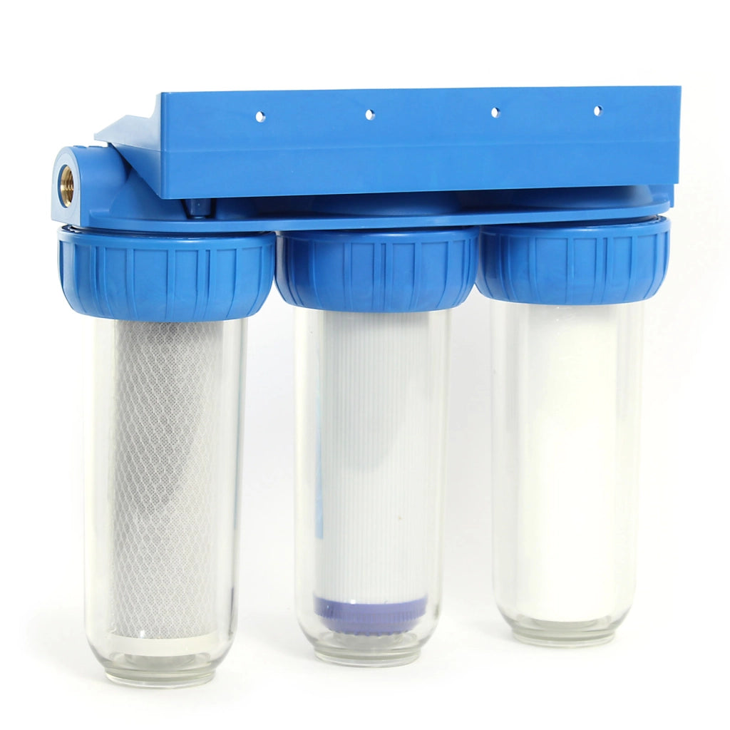 Naturewater Filtro dell'acqua a 3 livelli NW-BR10B4, con cartucce filtranti da 254 mm, attacco tubo 32,89 mm