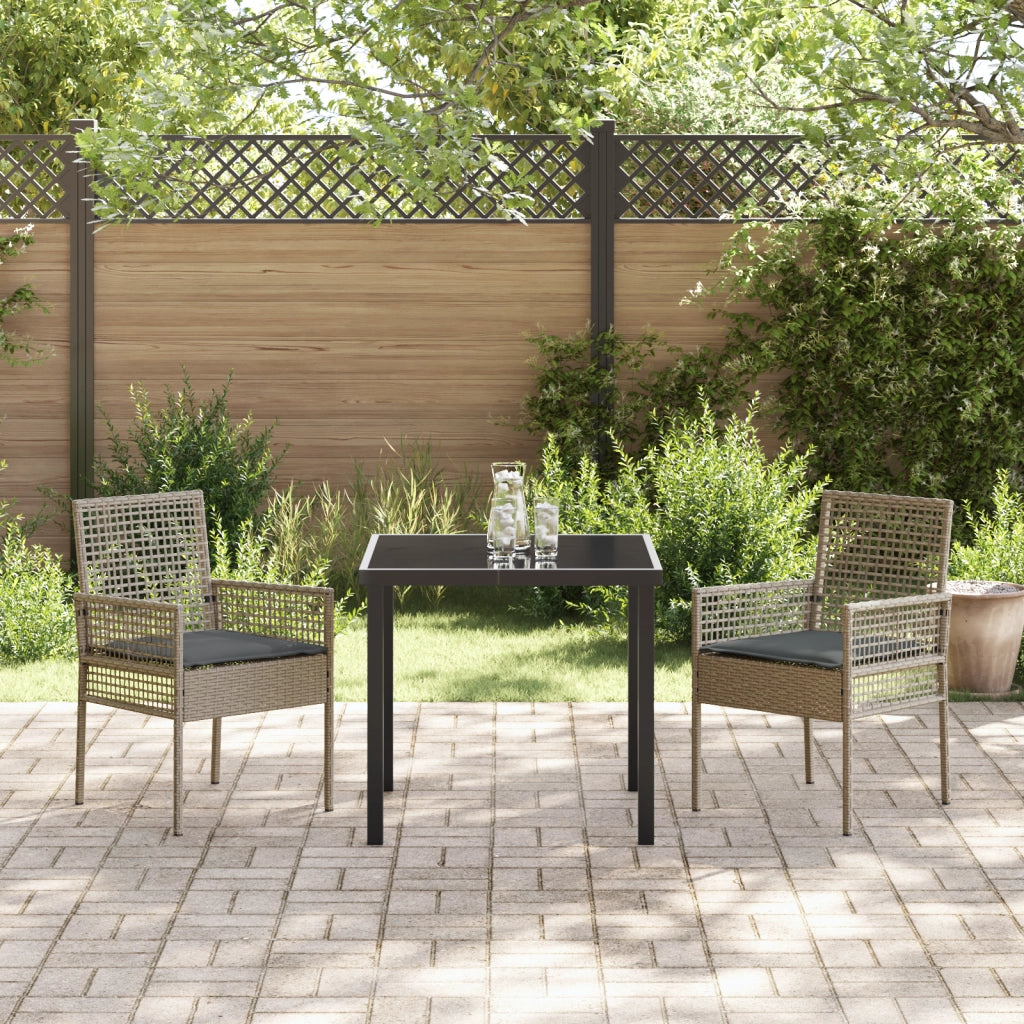 Sedie da giardino  2 pezzi con cuscini Grigio Rattan