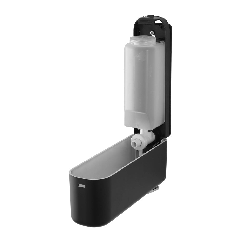 Dispenser sapone liquido a muro nero da 350 ml con fissaggi inclusi