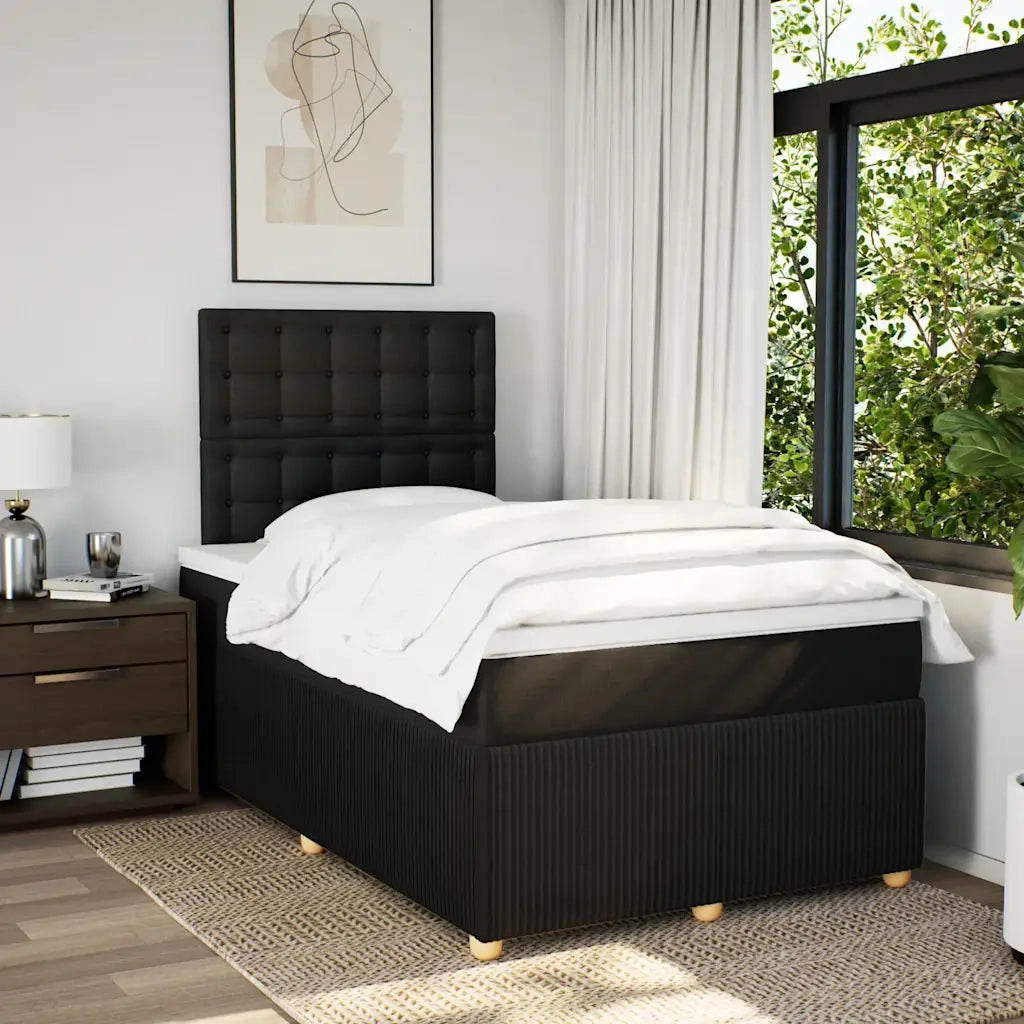 Giroletto a Molle con Materasso Nero 120x190 cm in Tessuto