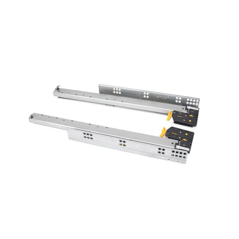 Set di guide per cassetti a scomparsa Silver, estrazione totale, con chiusura soft e aggancio, profondità 540 mm, Acc..