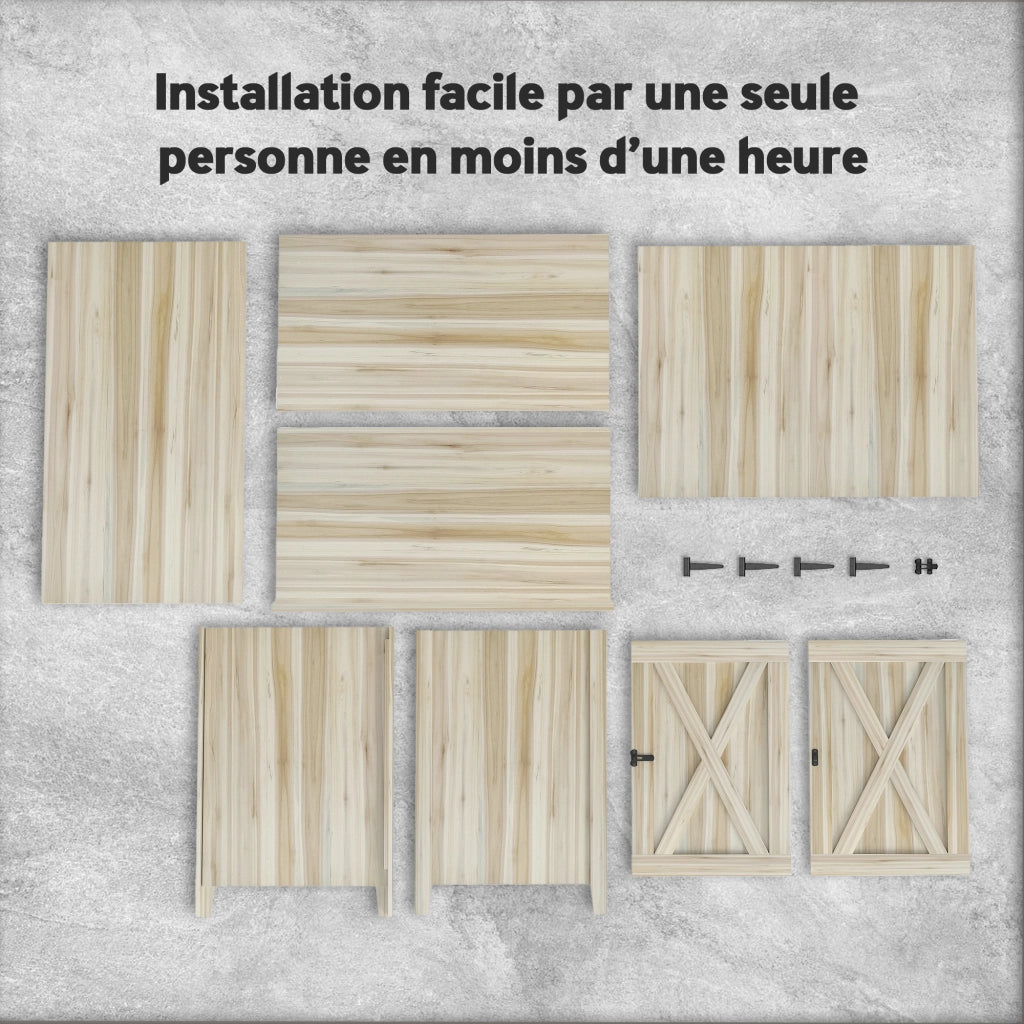 Armadio da Giardino in Legno con Ripiani e Doppie Porte ¨C Minimal ¨C 110x60x88.5 cm Legno Naturale