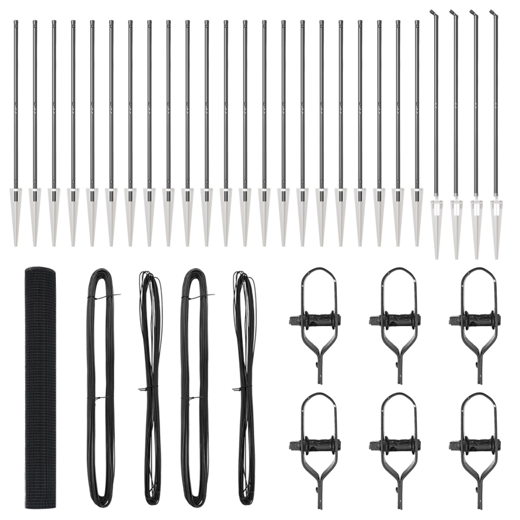 Recinzione in filo saldato con 13 picchetti grigi 1.2x50 m in acciaio