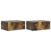 Mobiletto da notte a muro 2 pcs Rovere Fumo 49 x 34,5 x 20 cm