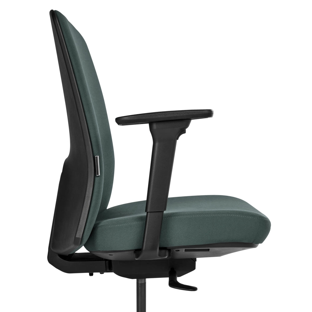 Sedia da ufficio ergonomica con schienale regolabile, seduta scorrevole, braccioli regolabili e supporto lombare verde scuro