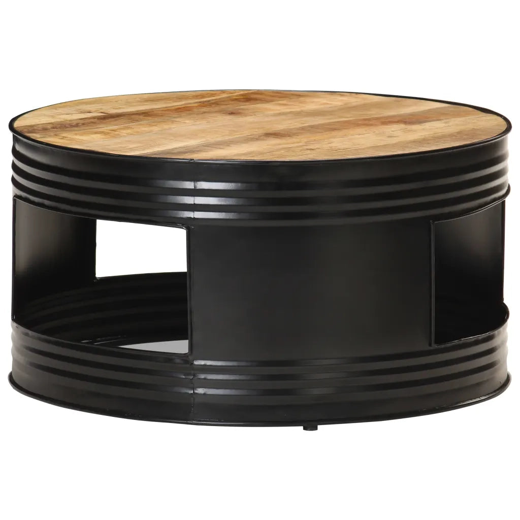 Tavolino Nero 68x68x36 cm in Legno Massello di Mango Grezzo 321931