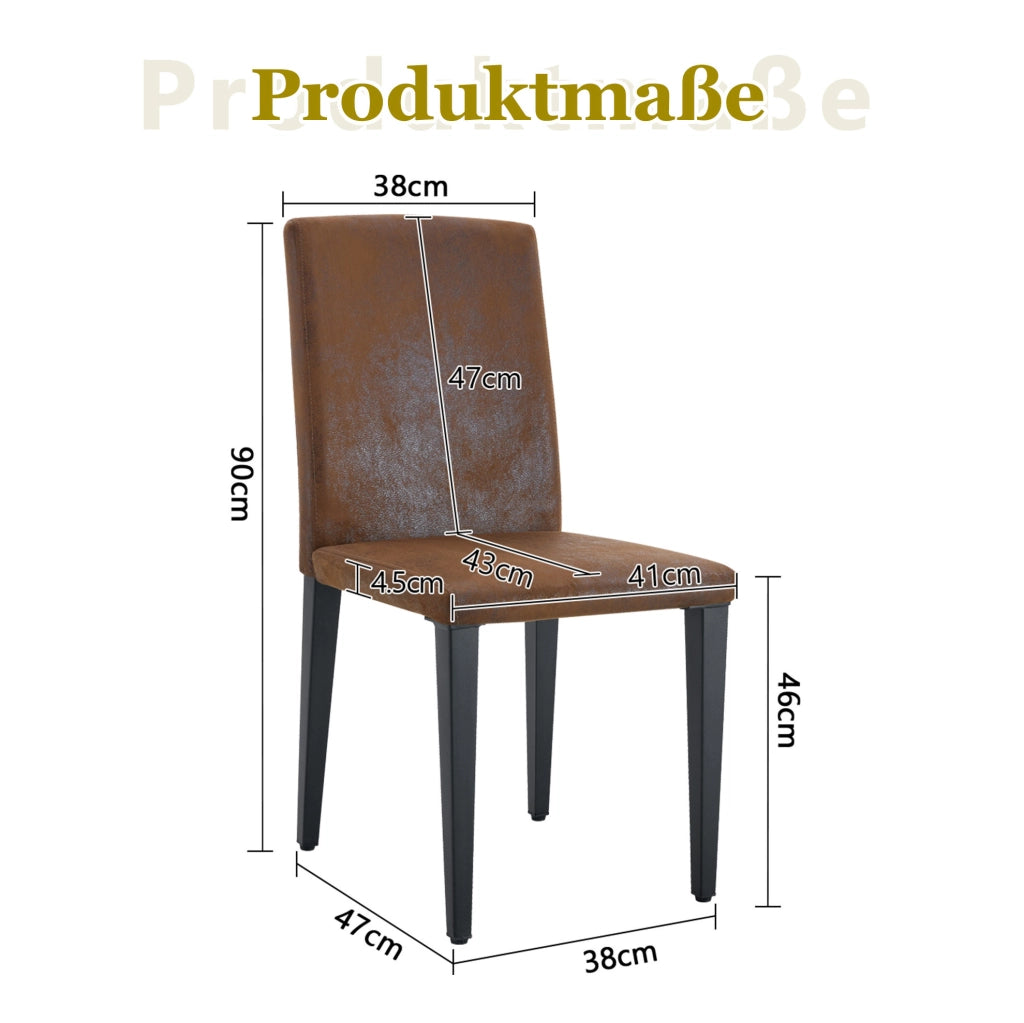 Set di 2 sedie da pranzo in tessuto marrone e metallo nero