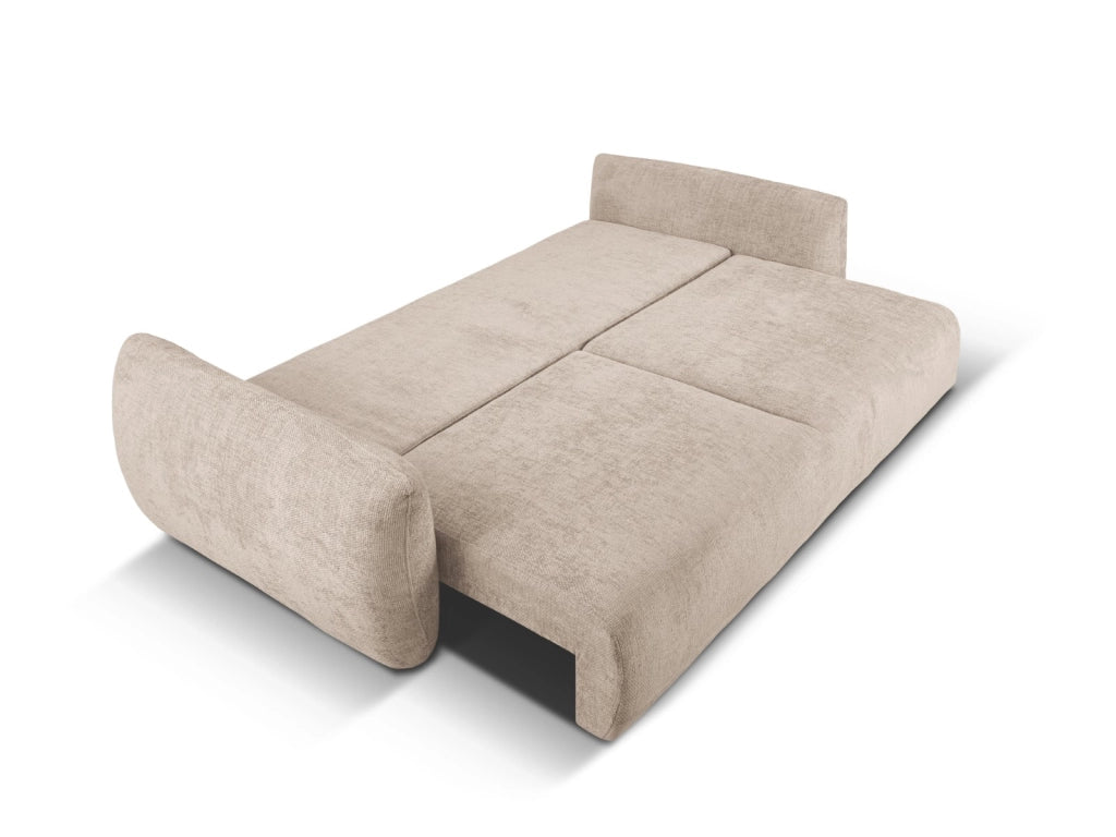 Cosmopolitan Design - Divano convertibile con contenitore "Matera" 3 posti in ciniglia beige 