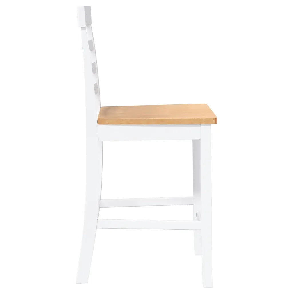 Sgabelli da Bar 2 pz Bianchi in Legno Massello di Hevea 4102542