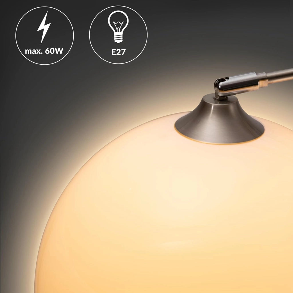 Lampada da Terra Altezza Regolabile 190-210 Base Marmo Acciaio Inox Piantana ad Arco Orientabile Salotto Soggiorno