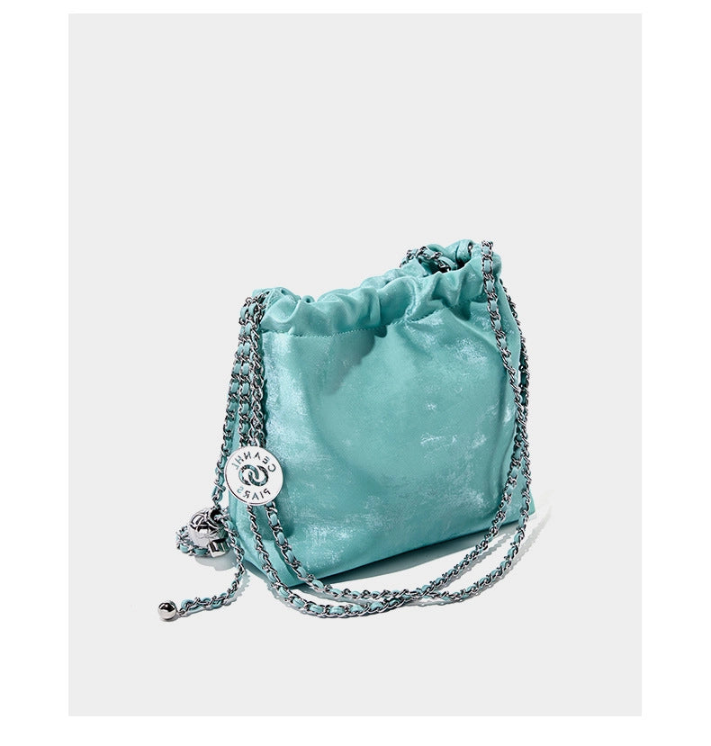 Borsa da donna in vera pelle, borsa da spiaggia, borsa a tracolla semplice, verde