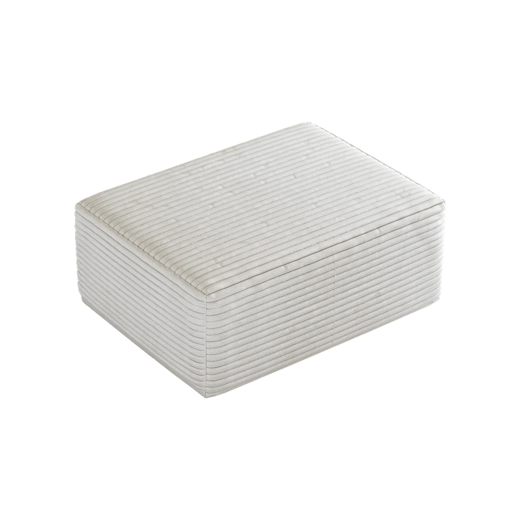 Divano Modulare Chaise Longue con seduta ampia e tessuto corduroy, Bianco