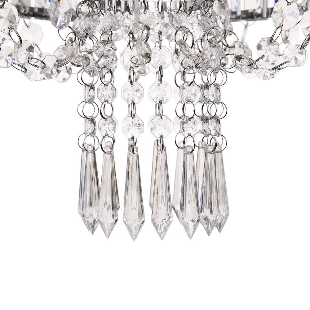 Lampada a Sospensione Metallo Trasparente Vetro Acrilico 83 cm Lampadario Decorativo Finitura Lucida Glam
