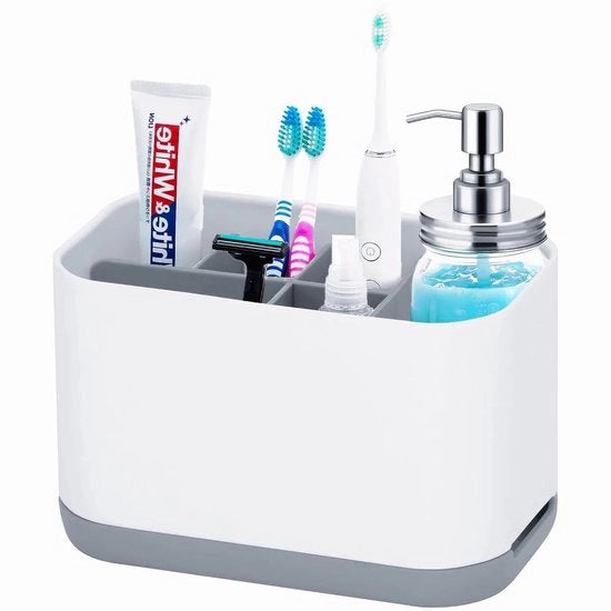 Organizzatore per spazzolino da denti, Caddy per la doccia per spazzolini da denti elettrici, Accessorio per la doccia, Organizzatore multifunzionale per la doccia con 6 contenitori (grigio)