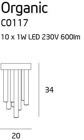 Plafoniera tubolare industriale LED 10W dimmer cromata Maxlight