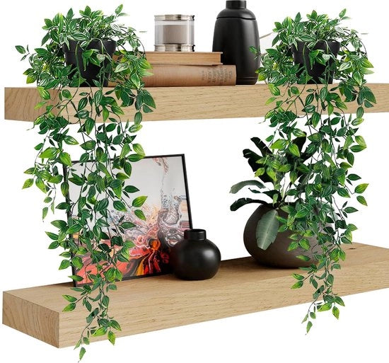 Due pezzi di piante artificiali da appendere con vaso, eucalipto artificiale 65 cm di lunghezza, piante artificiali appese come vere piante da appendere in vaso per casa, giardino, interni ed esterni.