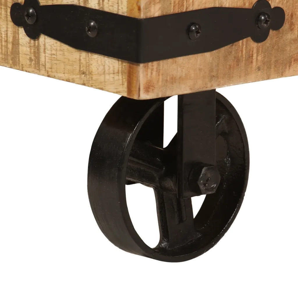 Appendiabiti con Ruote 90x35x190cm Legno Massello Mango e Ferro CFW7923966