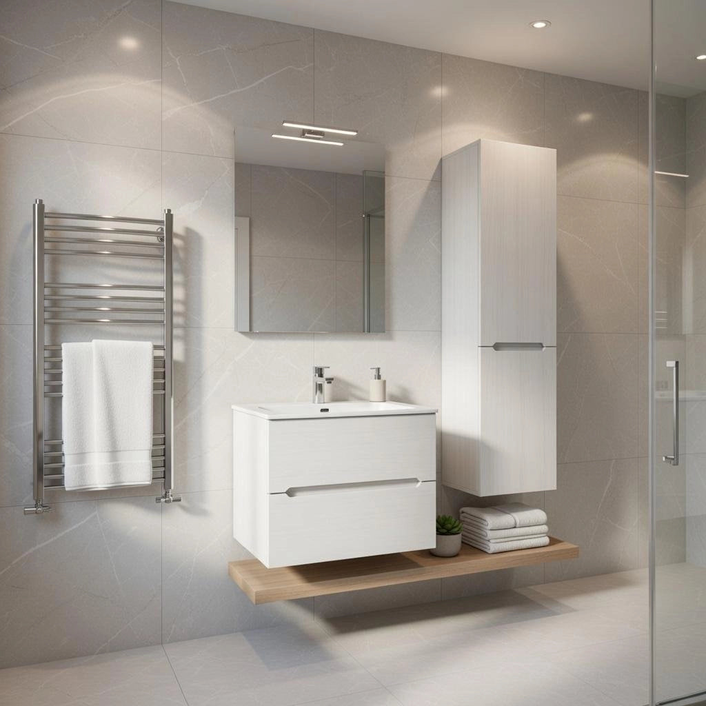 Composizione mobile bagno sospeso con cassetti cm 70 mod. TALIA - Larice Bianco