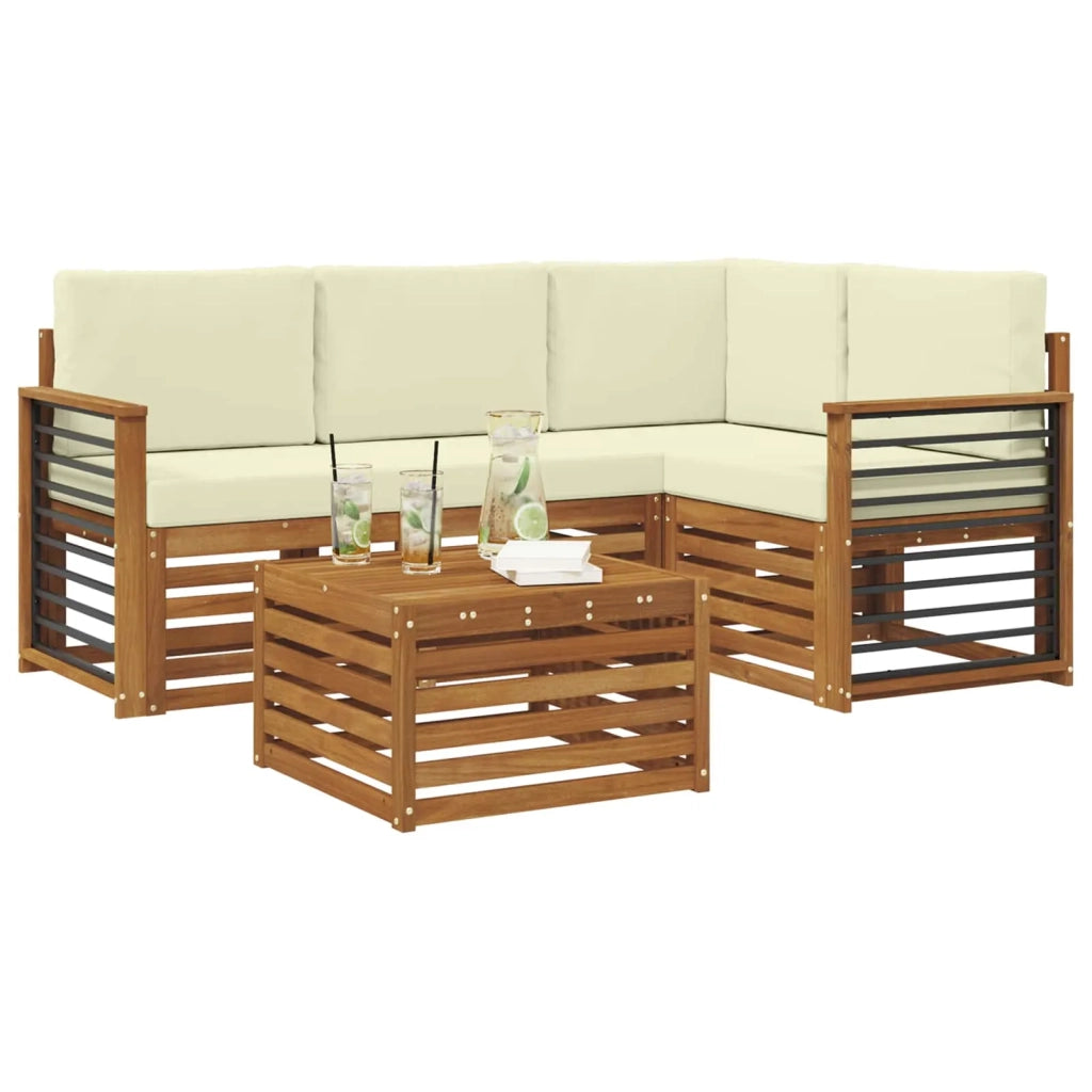 Set di divani da esterno con cuscino 5 pcs Naturale e Crema 3374780