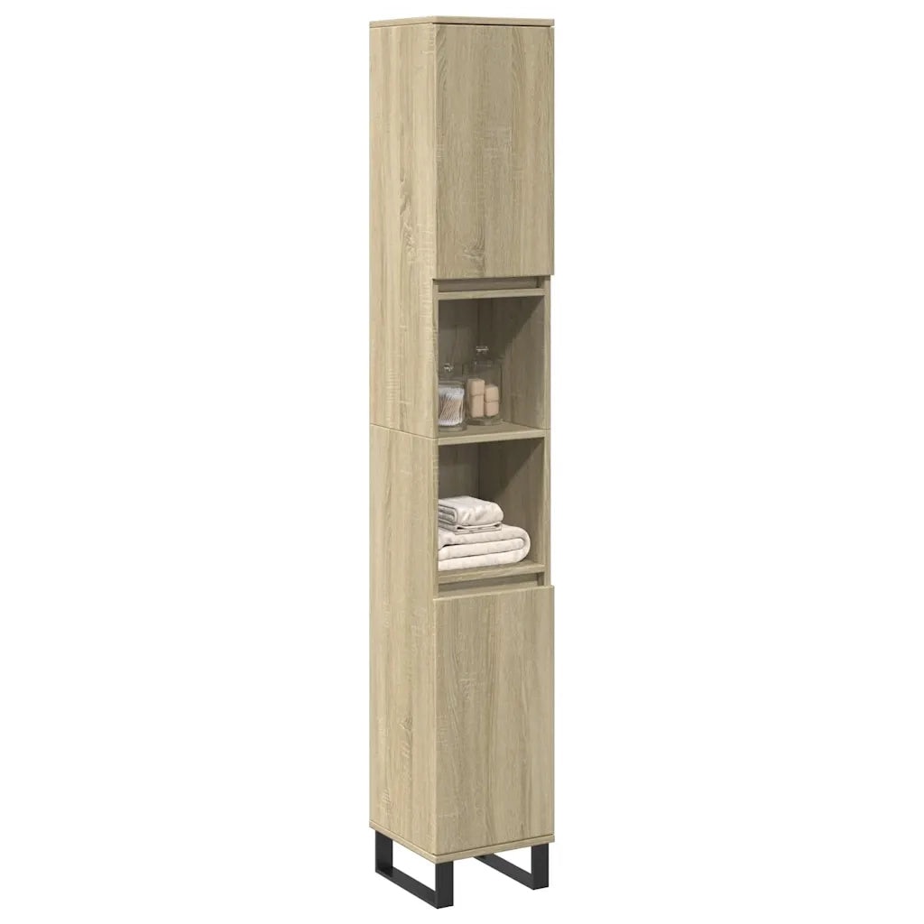 Armadietto da Bagno Rovere Sonoma 30x30x190cm Legno Multistrato 849669