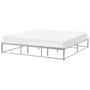 Letto matrimoniale con struttura in metallo, a doghe doppie integrate, senza testiera 180 x 200 cm beige chiaro stile moderno industriale