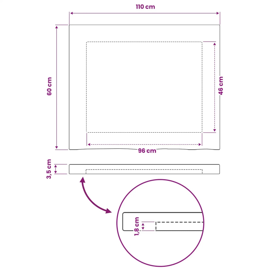 Piano del Tavolo Rettangolare 90 x 50 x 3,5 cm Rettangolare 938543