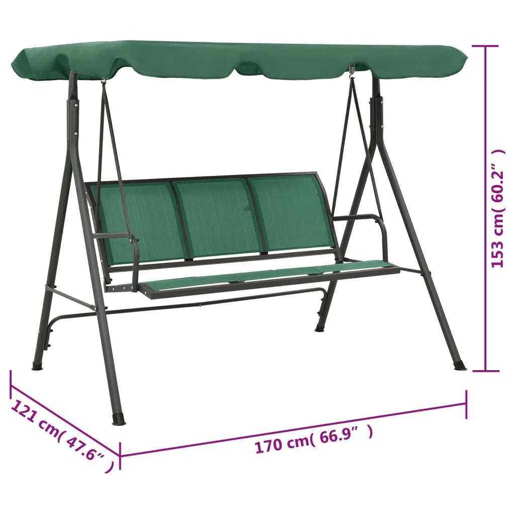 Panca a Dondolo da Giardino Verde 170 cm Textilene e Acciaio CFW1500478