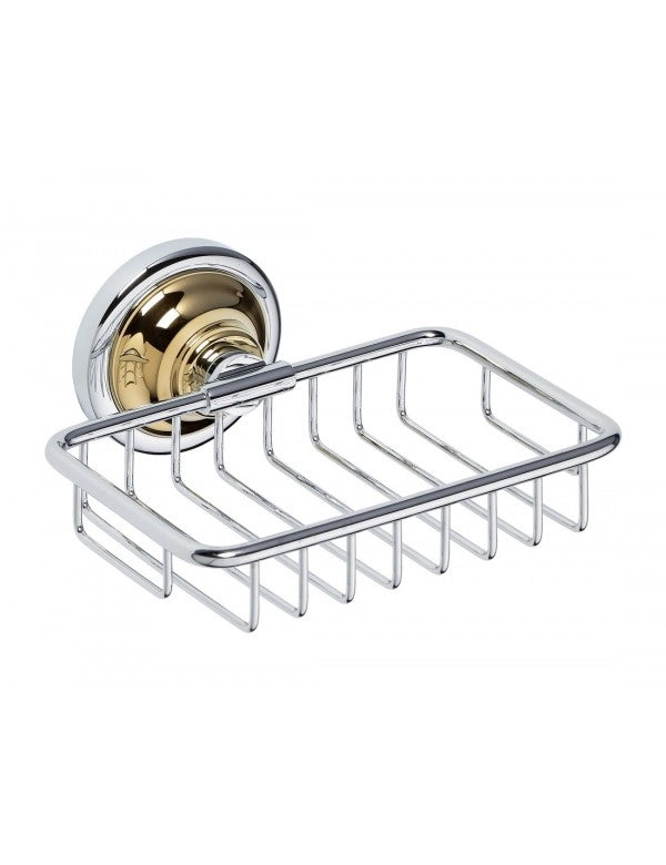 RETRO Portasapone a griglia in ottone cromato-oro 14x6,5x14,2 cm
