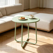 Tavolino da esterno in metallo verde Ø 48 x 51 cm con base a croce