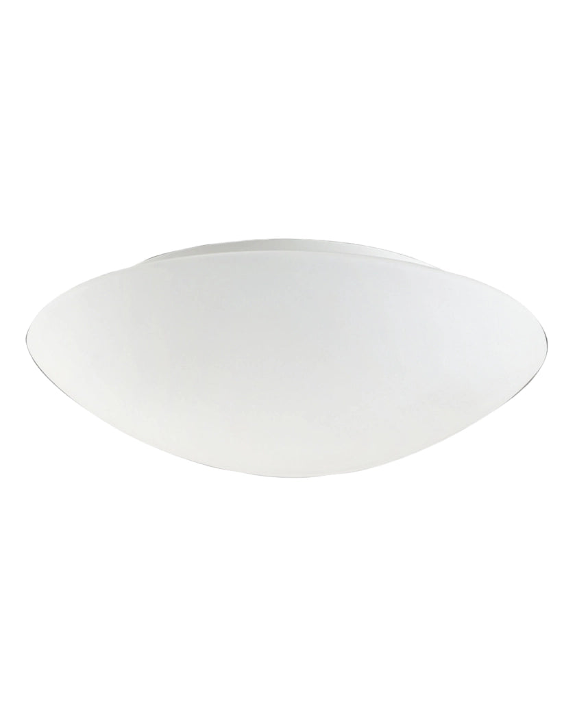 Plafoniera Pandora E27 2x75W in metallo e vetro soffiato bianco, Diametro 460mm, compatibile Smart Luce - Fabas Luce
