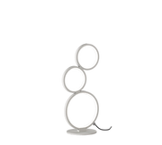 Lampda da tavolo LED 3 cerchi, metallo, bianco opaco, H 45 cm, Rondo