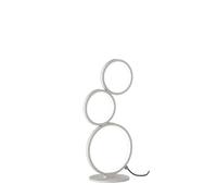 Lampda da tavolo LED 3 cerchi, metallo, bianco opaco, H 45 cm, Rondo