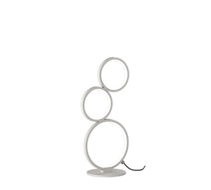 Lampda da tavolo LED 3 cerchi, metallo, bianco opaco, H 45 cm, Rondo