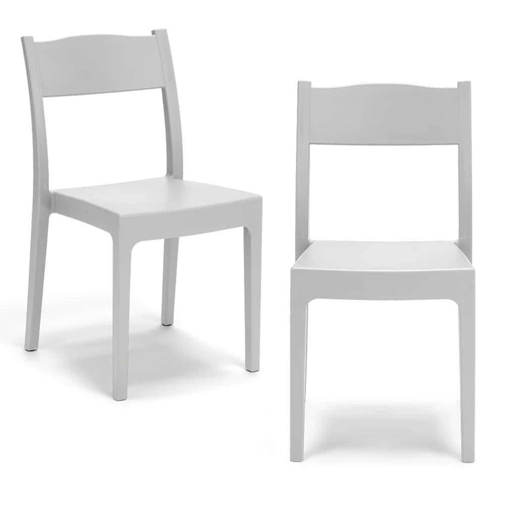 Set 2 sedie in polipropilene VESTA, impilabile, resistente ai raggi UV, design moderno, ideale per sala da pranzo, cucina, sala d’attesa, bar, ristoranti o giardino, colore Bianco